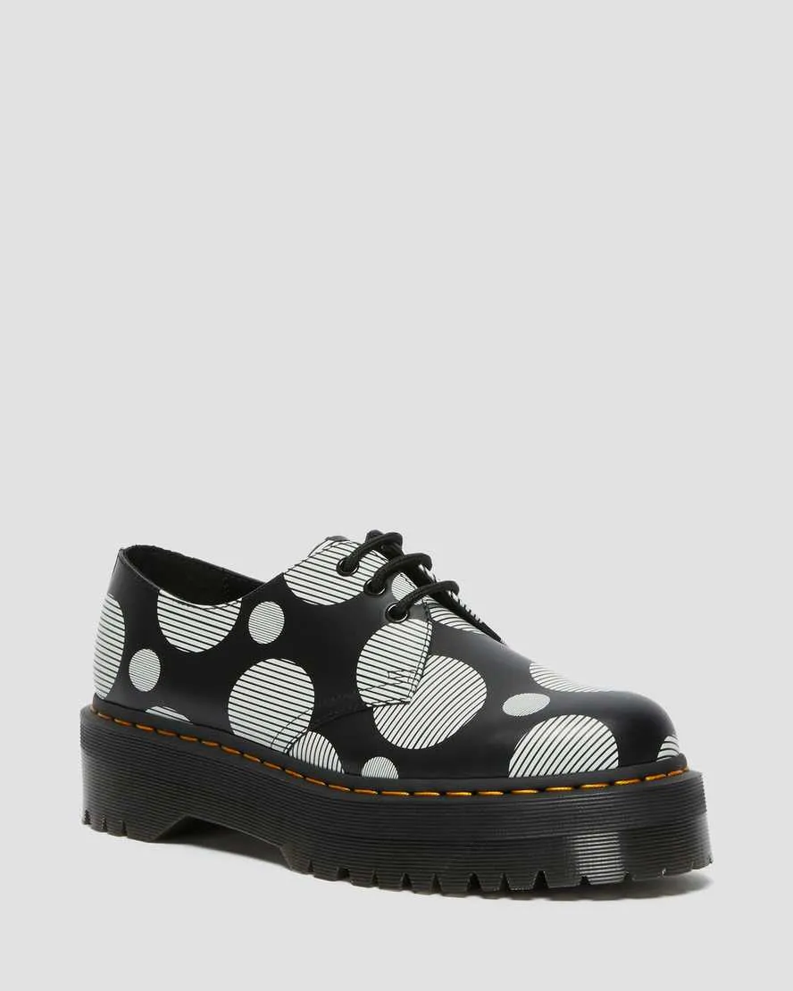 1461 BLACK WHITE POLKA DOT SMOOTH LEATHER PLATFORM OXFORD