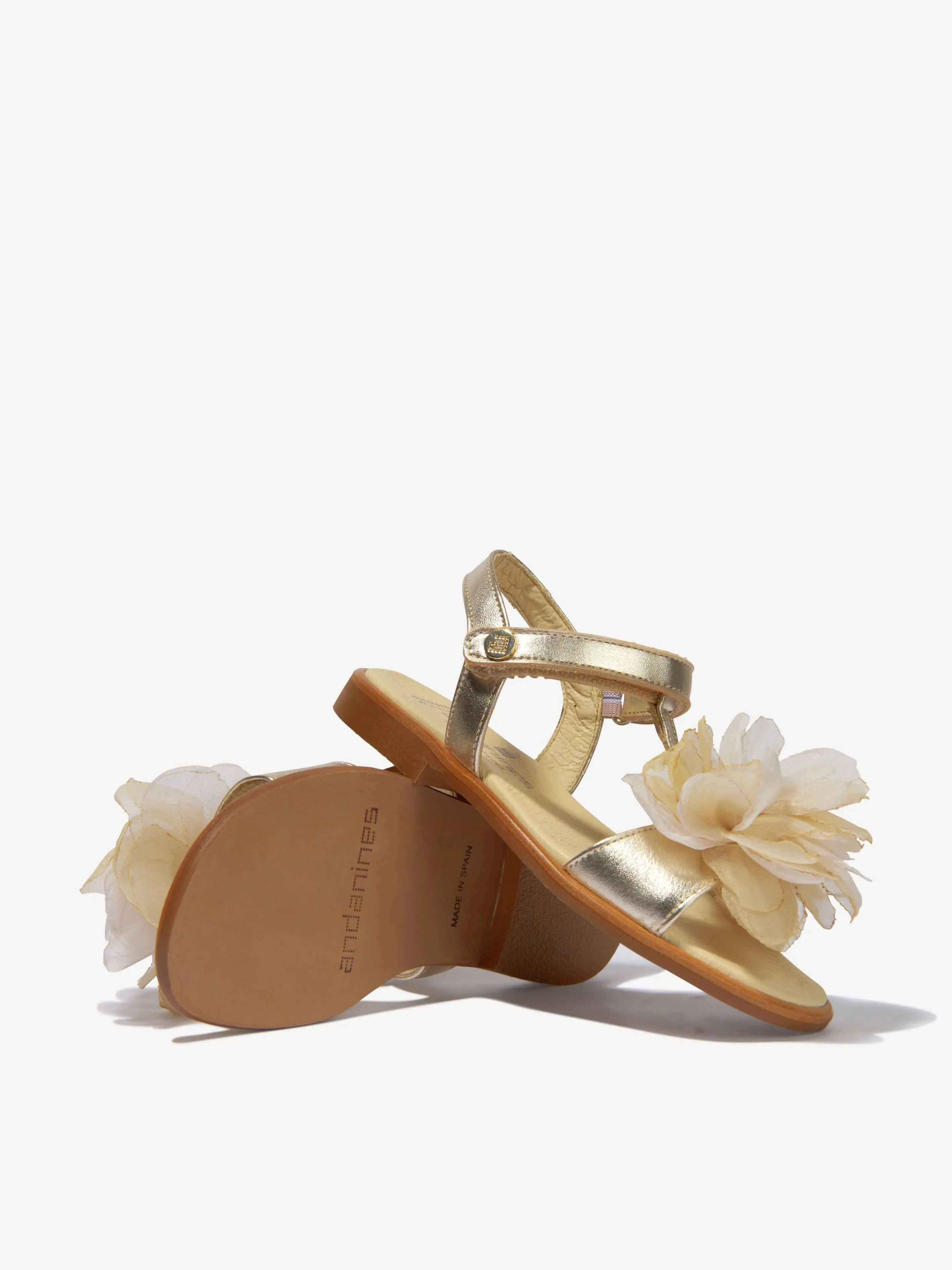 Andanines Girls Leather Flower Sandals