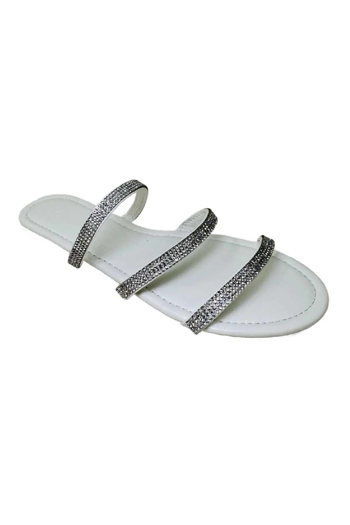 Bellen Rhinestone Sandals (White)