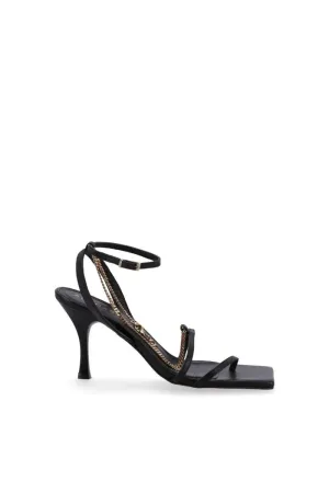 BLACK STRAPS CHAIN SANDALS