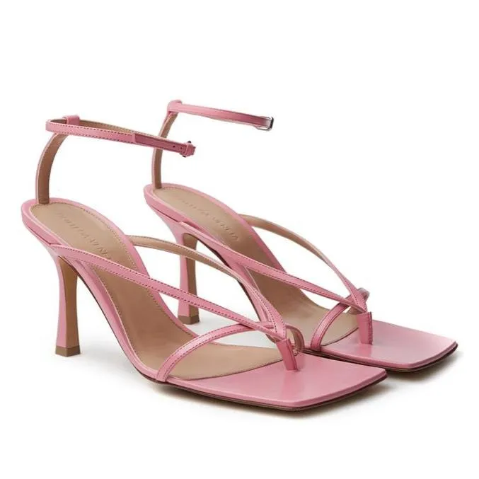 Bottega Veneta Elegant Pink Leather Sandals for Sophisticated Style