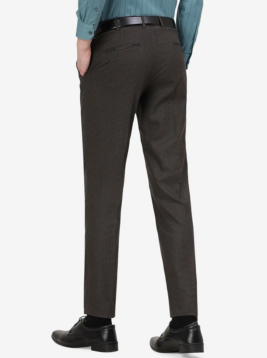 Brown Checked Super Slim Fit Formal Trouser | Greenfibre