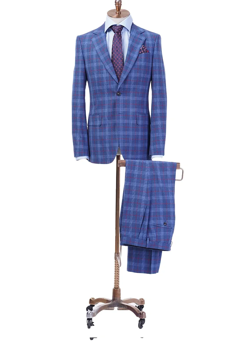 Cambridge Blue Plaid Wool Suit