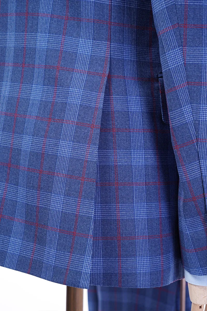 Cambridge Blue Plaid Wool Suit