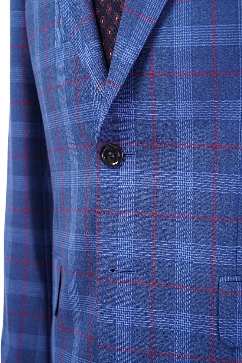 Cambridge Blue Plaid Wool Suit