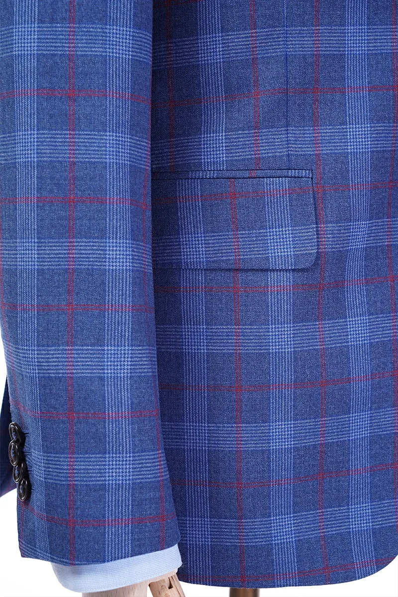 Cambridge Blue Plaid Wool Suit