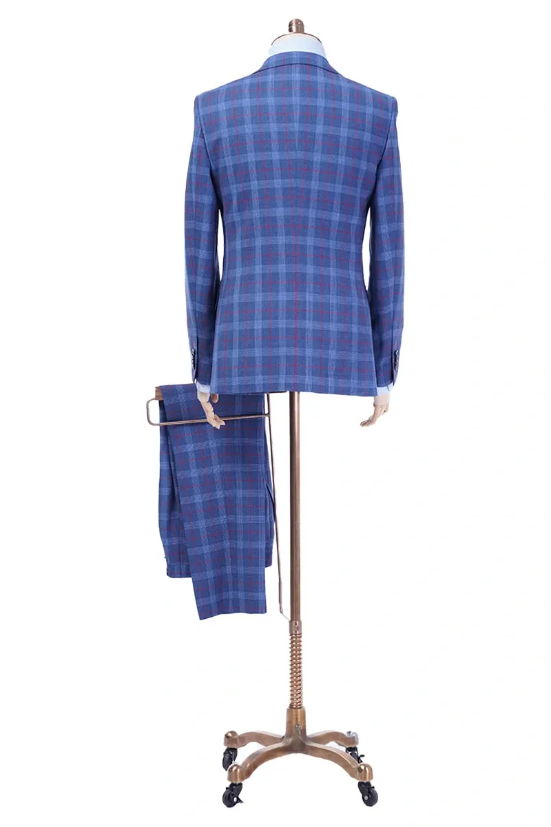 Cambridge Blue Plaid Wool Suit