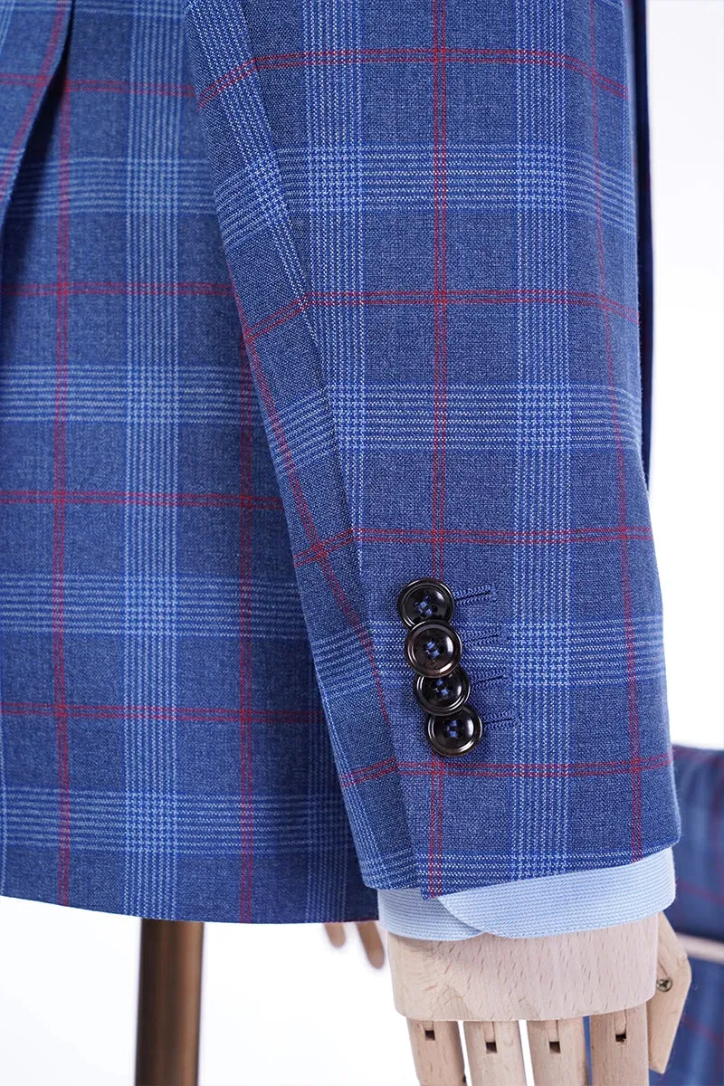 Cambridge Blue Plaid Wool Suit