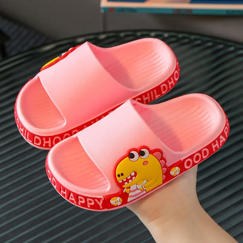 Cartoon dinosaur children's summer soft-soled slippers for children, girls and middle-aged children to wear outside the bath, non-slip baby slippers