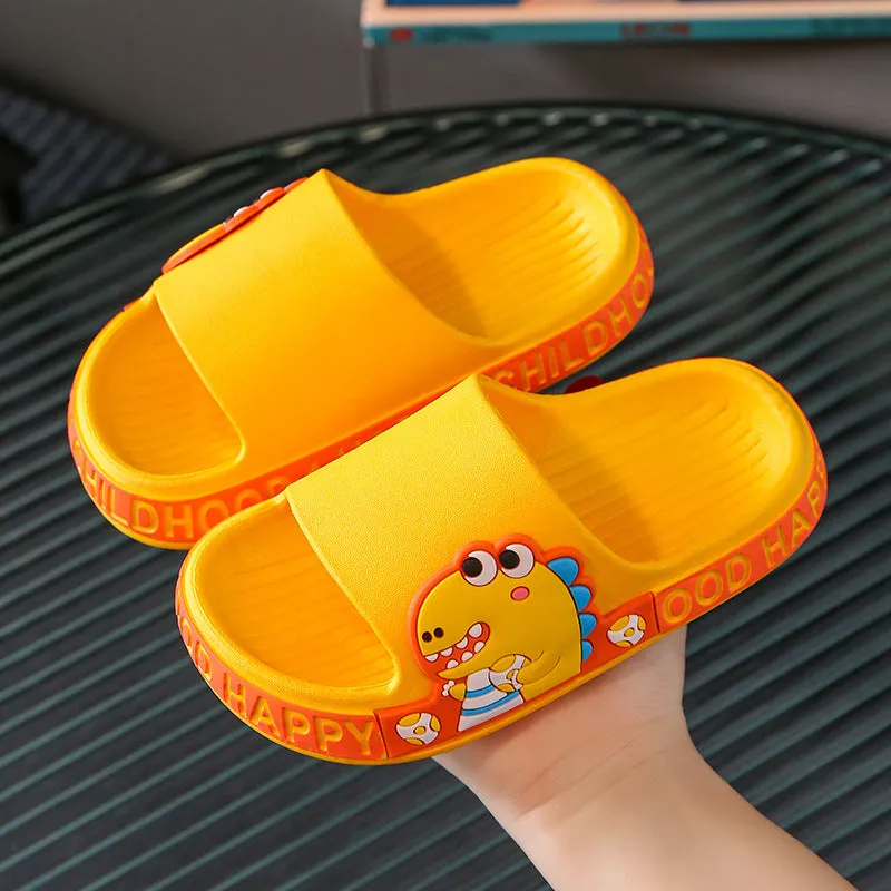 Cartoon dinosaur children's summer soft-soled slippers for children, girls and middle-aged children to wear outside the bath, non-slip baby slippers