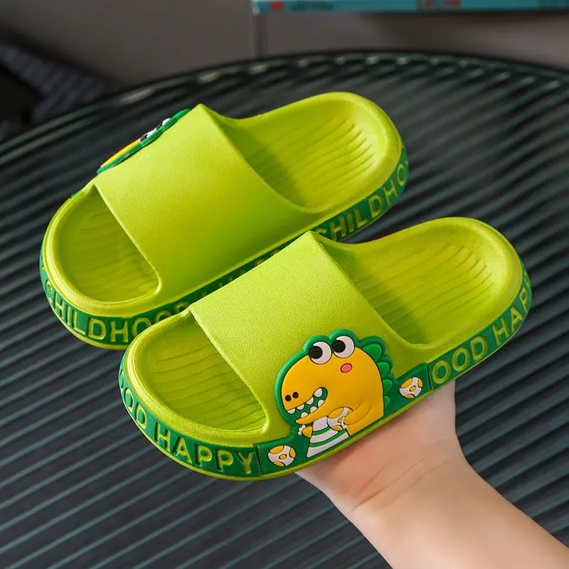 Cartoon dinosaur children's summer soft-soled slippers for children, girls and middle-aged children to wear outside the bath, non-slip baby slippers