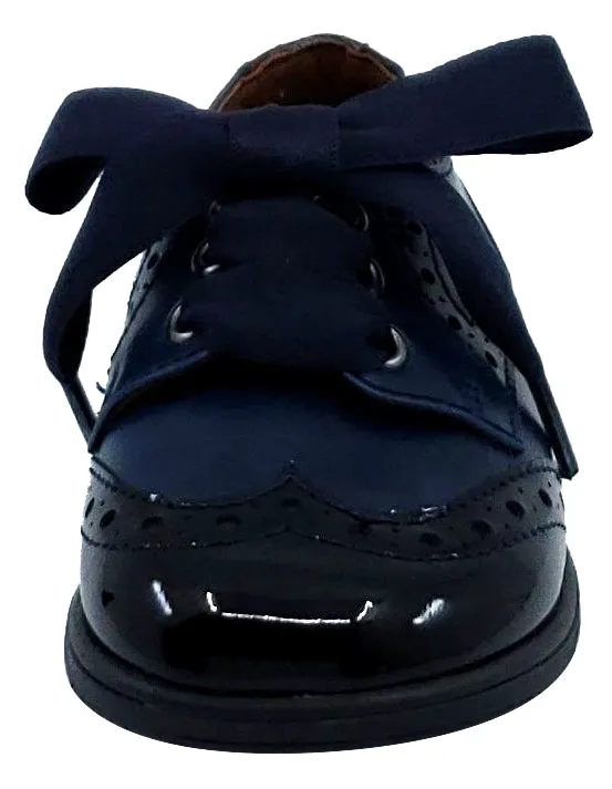 Clarys Boy's and Girl's Ribbon Tie Oxford, Marino Navy Patent