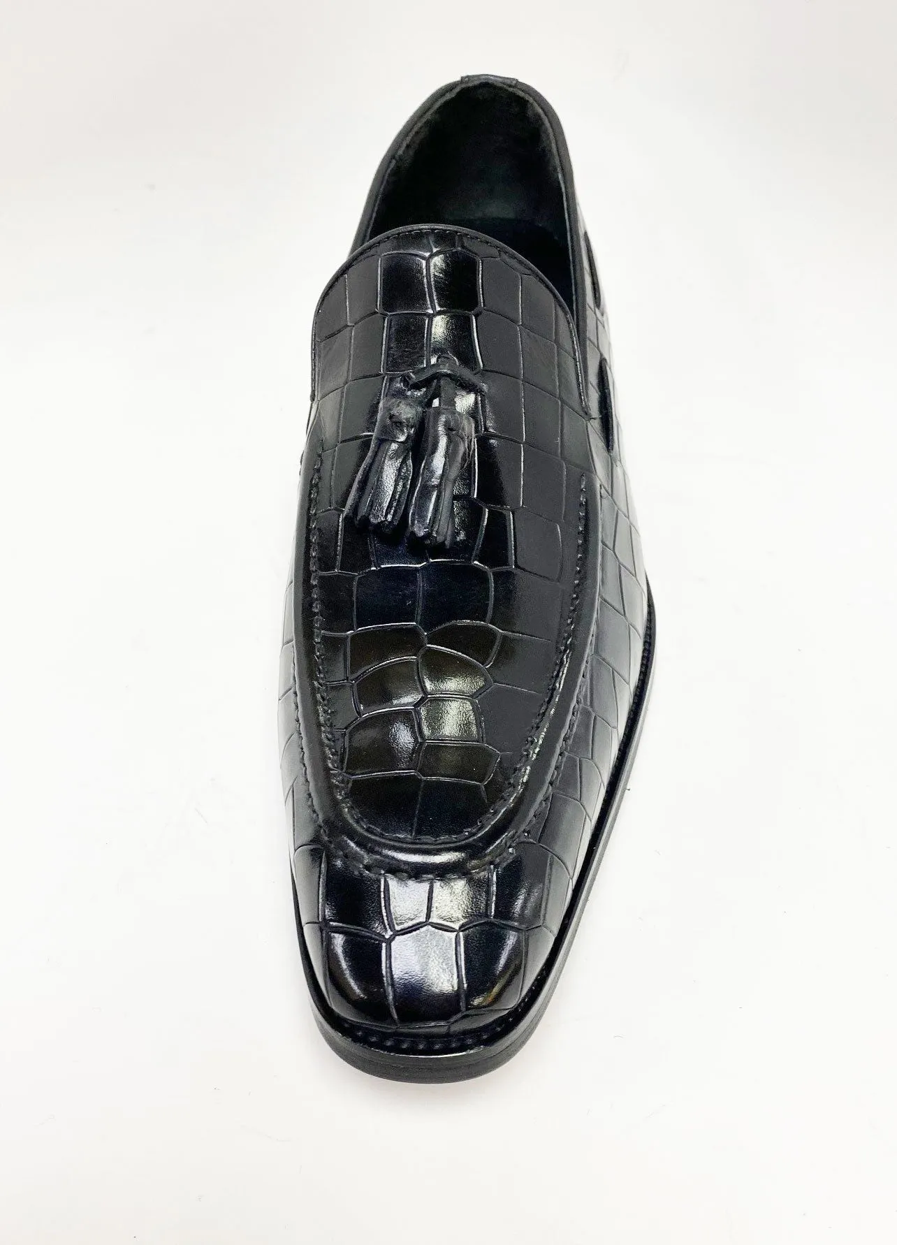 Crocodile Embossed Calfskin Slip-On Loafer Black