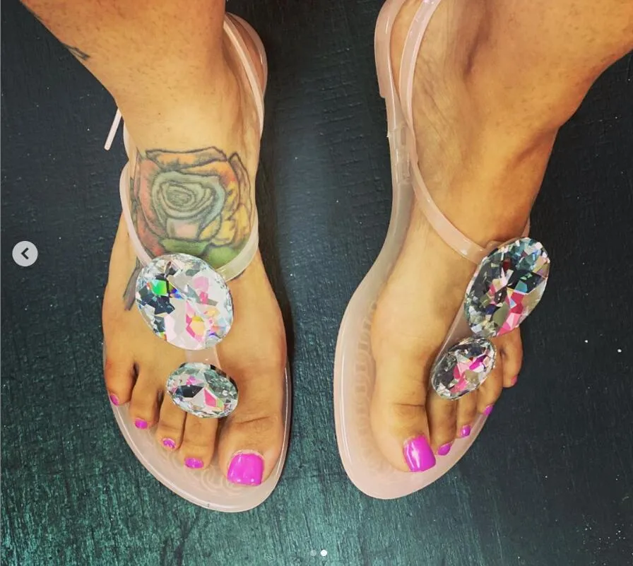 Crystal Stones Design Summer Comfortable Jelly Sandals Larger Sizes