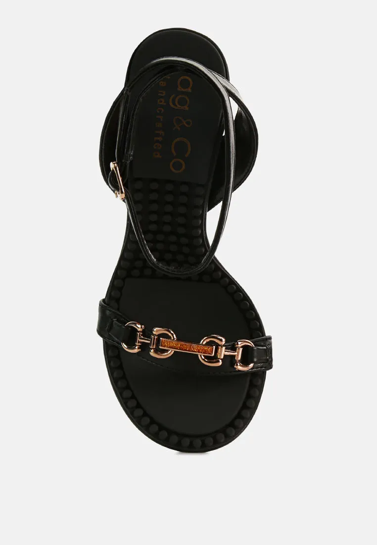 DAENERYS Black Horsebit Embellished Sandals