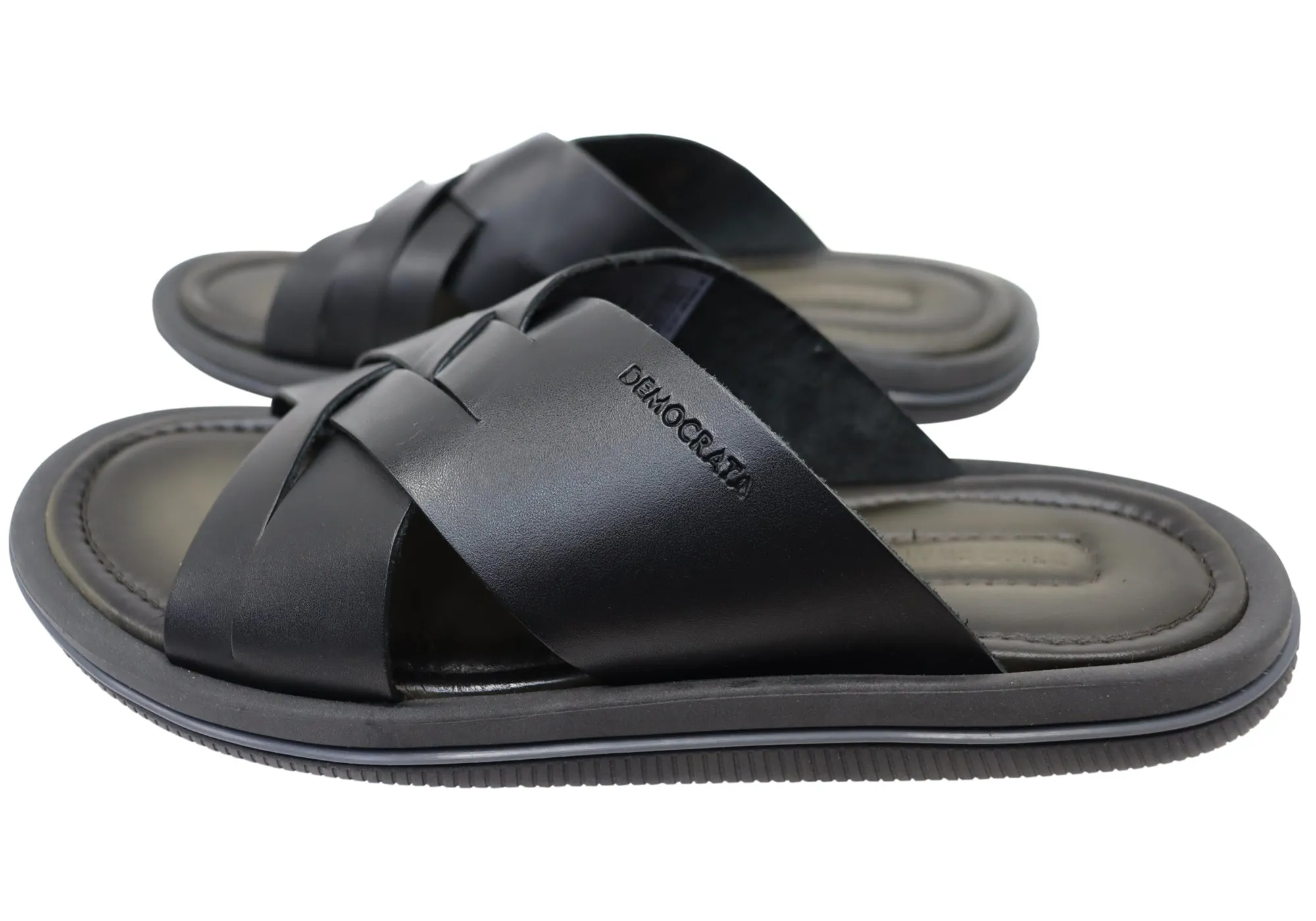 Democrata Pauly Mens Leather Comfortable Slide Sandals Made In Brazil