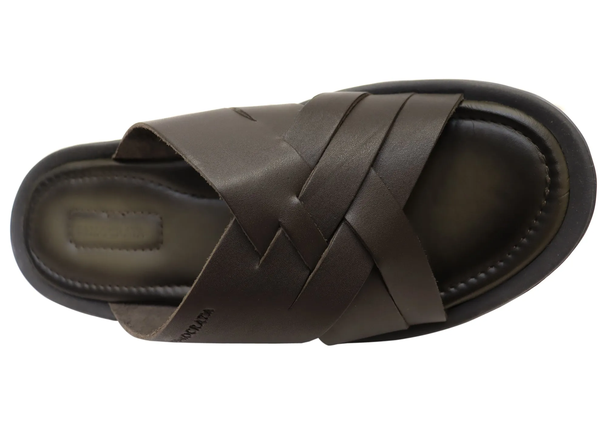 Democrata Pauly Mens Leather Comfortable Slide Sandals Made In Brazil