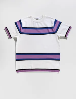 FINAL SALE: Knit Shirt in White and Purple Stripe