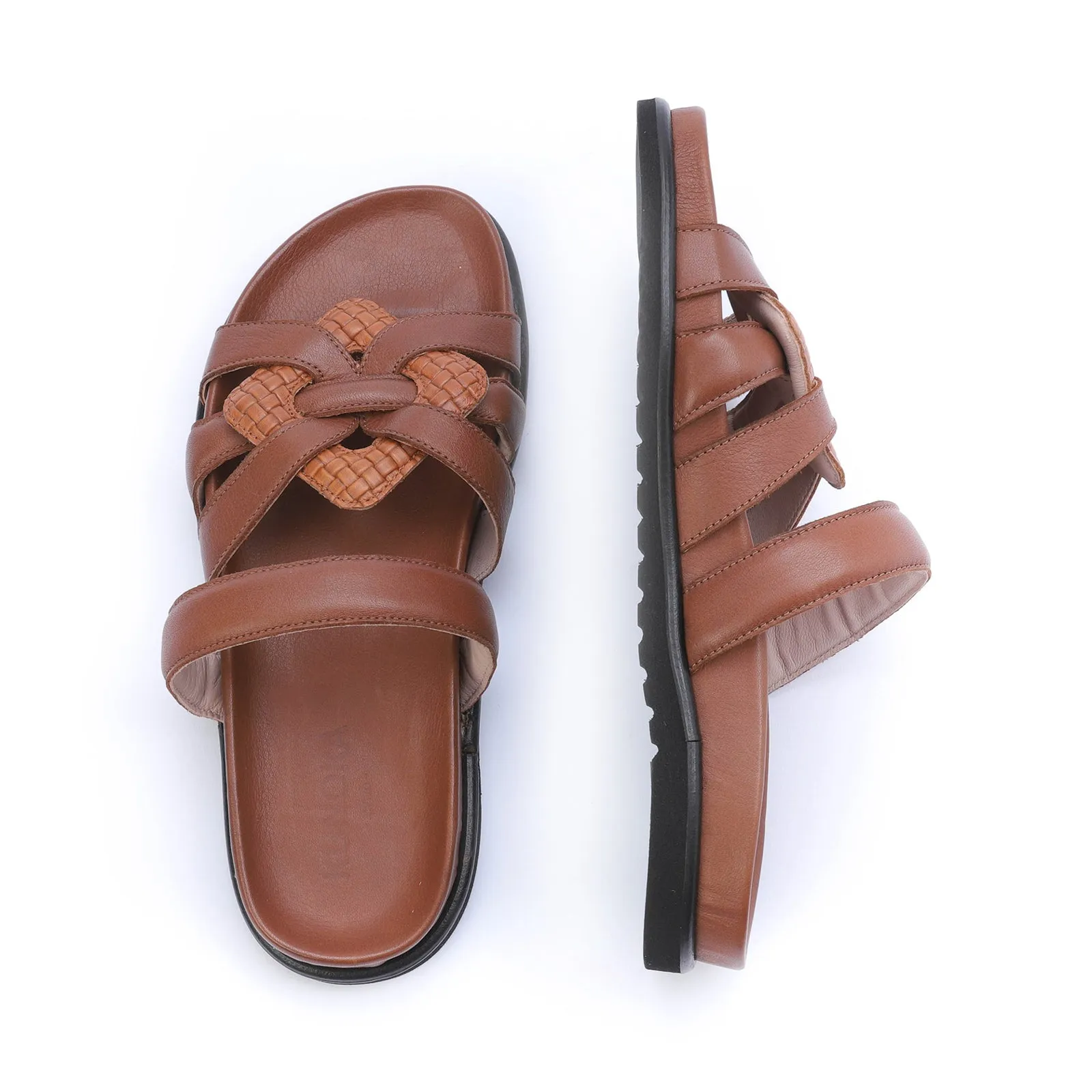 HORTENSE flat sandal - cuoio