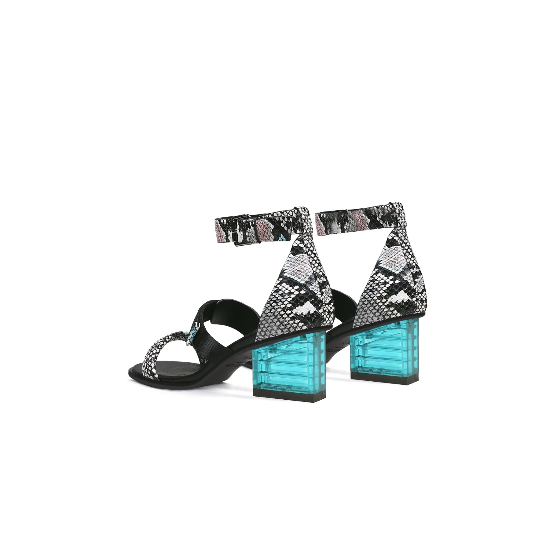 Leather Wrap Strap Sandals with Glass Heels