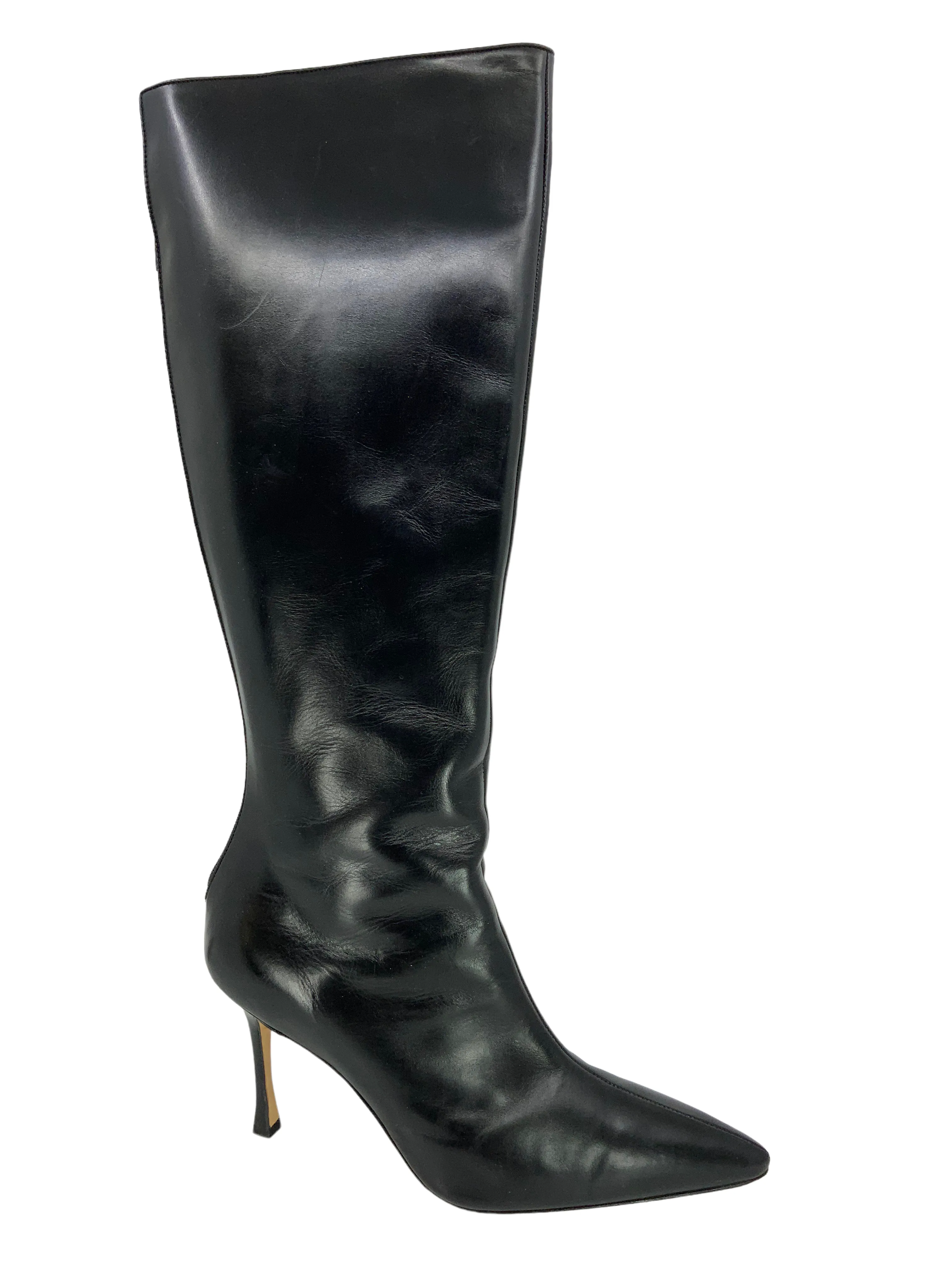 Manolo Blahnik Leather Knee-High Boots Size 11