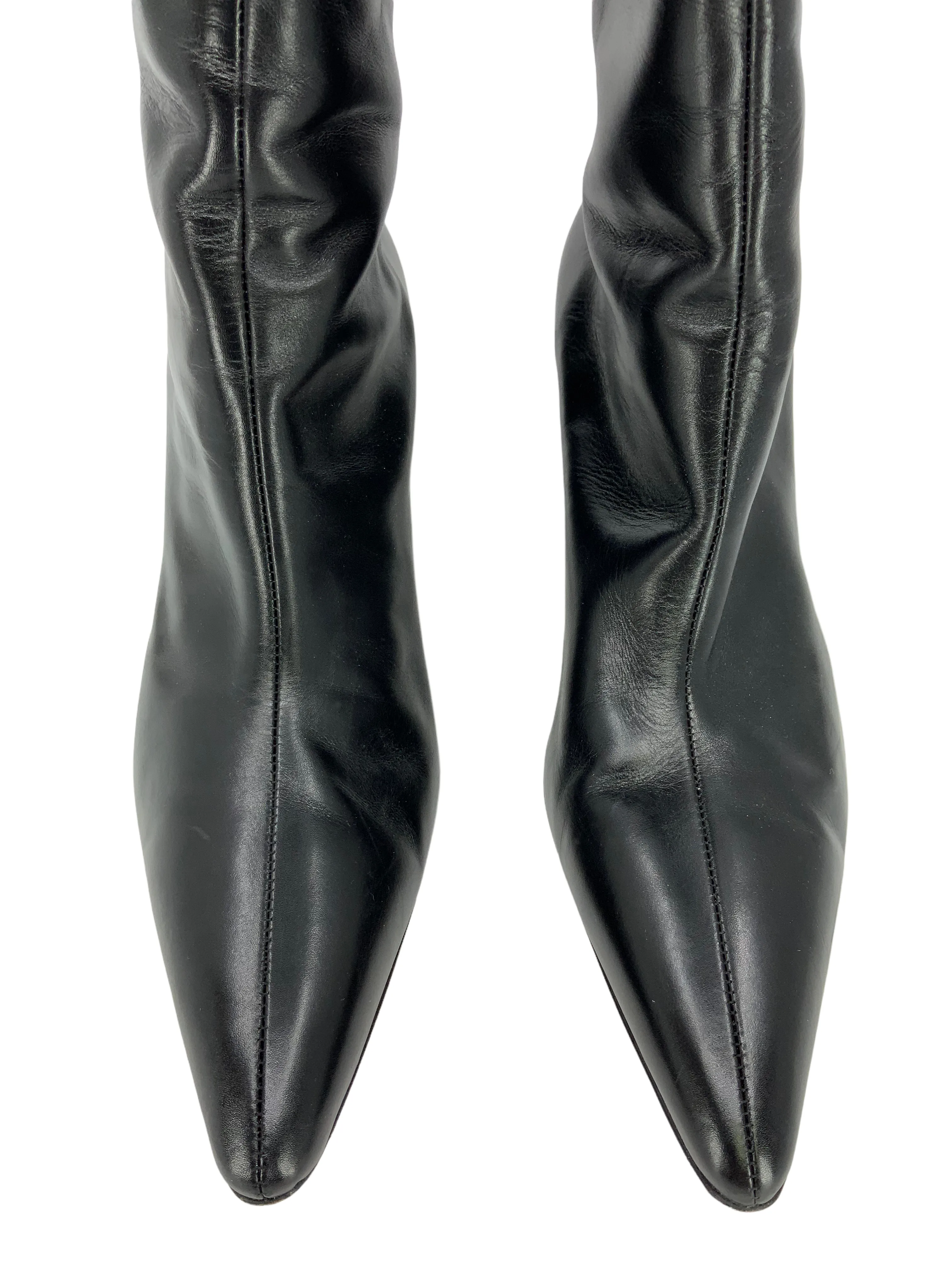 Manolo Blahnik Leather Knee-High Boots Size 11