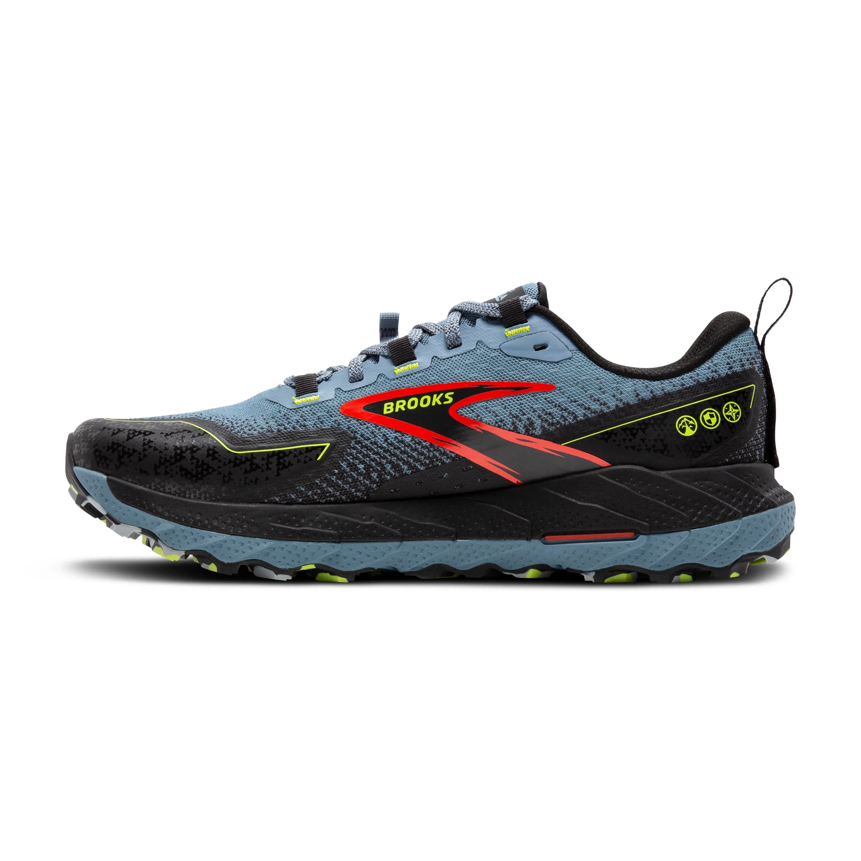 Men's Brooks Cascadia 18 Color: Citadel/Ebony/Lime (WIDE WIDTH)