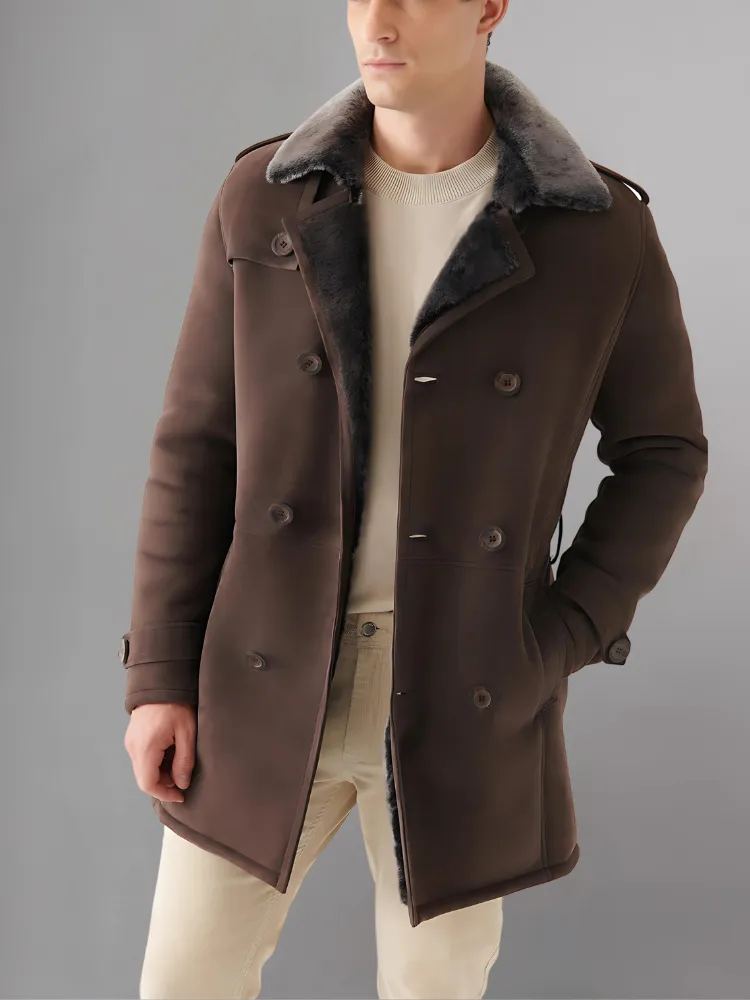 MEN'S JUSTIN REAL LEATHER SHEARLING COAT