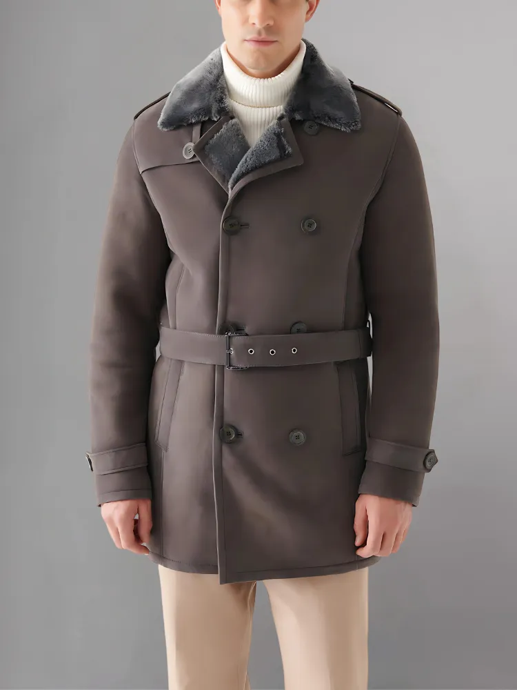 MEN'S JUSTIN REAL LEATHER SHEARLING COAT