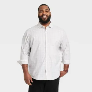 New - Goodfellow & Co Men's Big & Tall Checked Button-Down Shirt Stretchy Cotton Blend