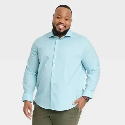 New - Men's Big & Tall Performance Dress Standard Fit Long Sleeve Button-Down Shirt - Goodfellow & Co