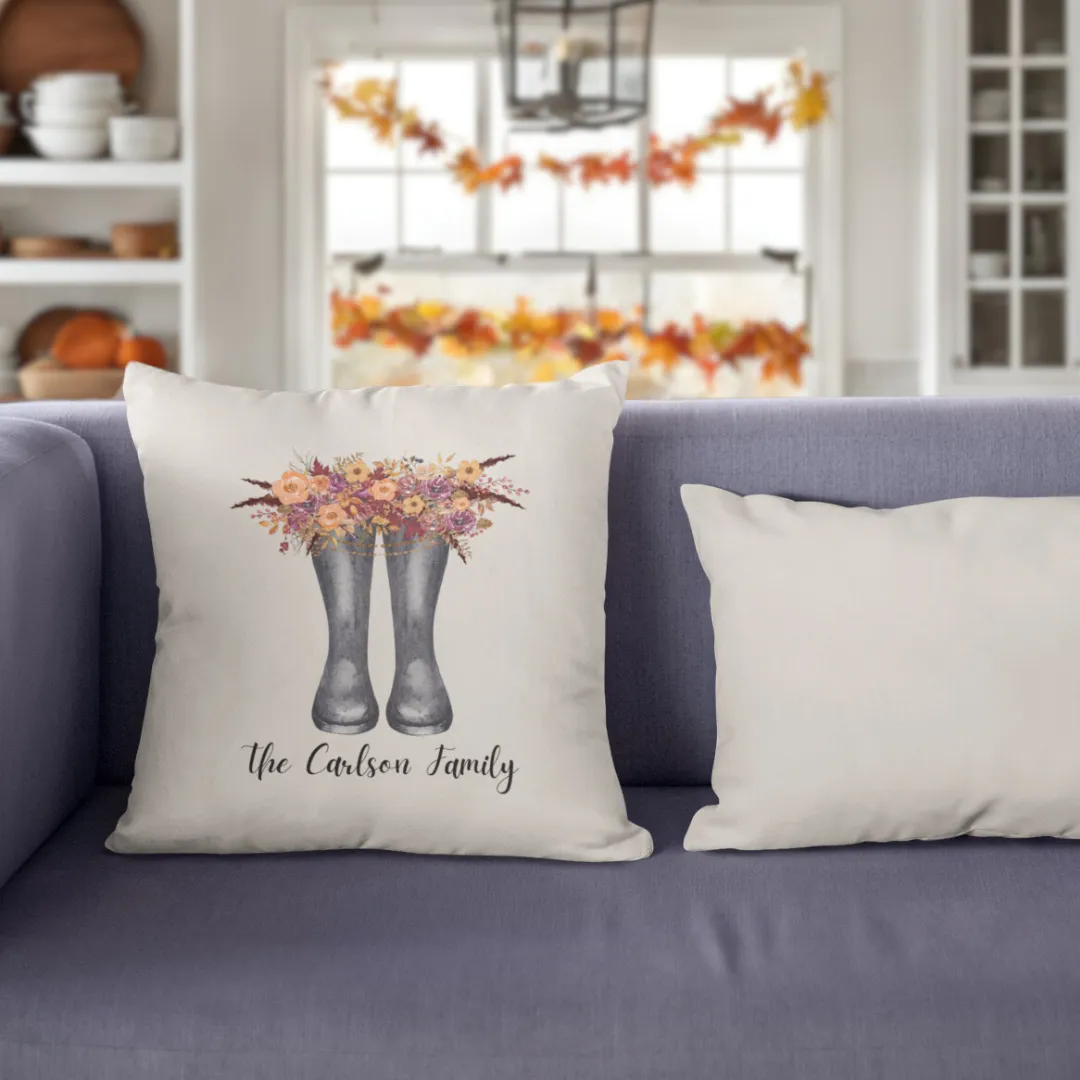 Personalized Fall Boots Pillow Cover