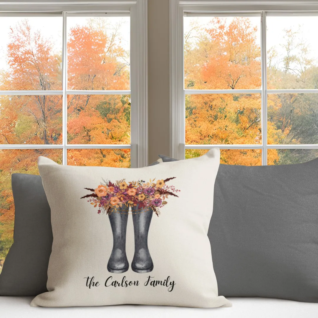 Personalized Fall Boots Pillow Cover