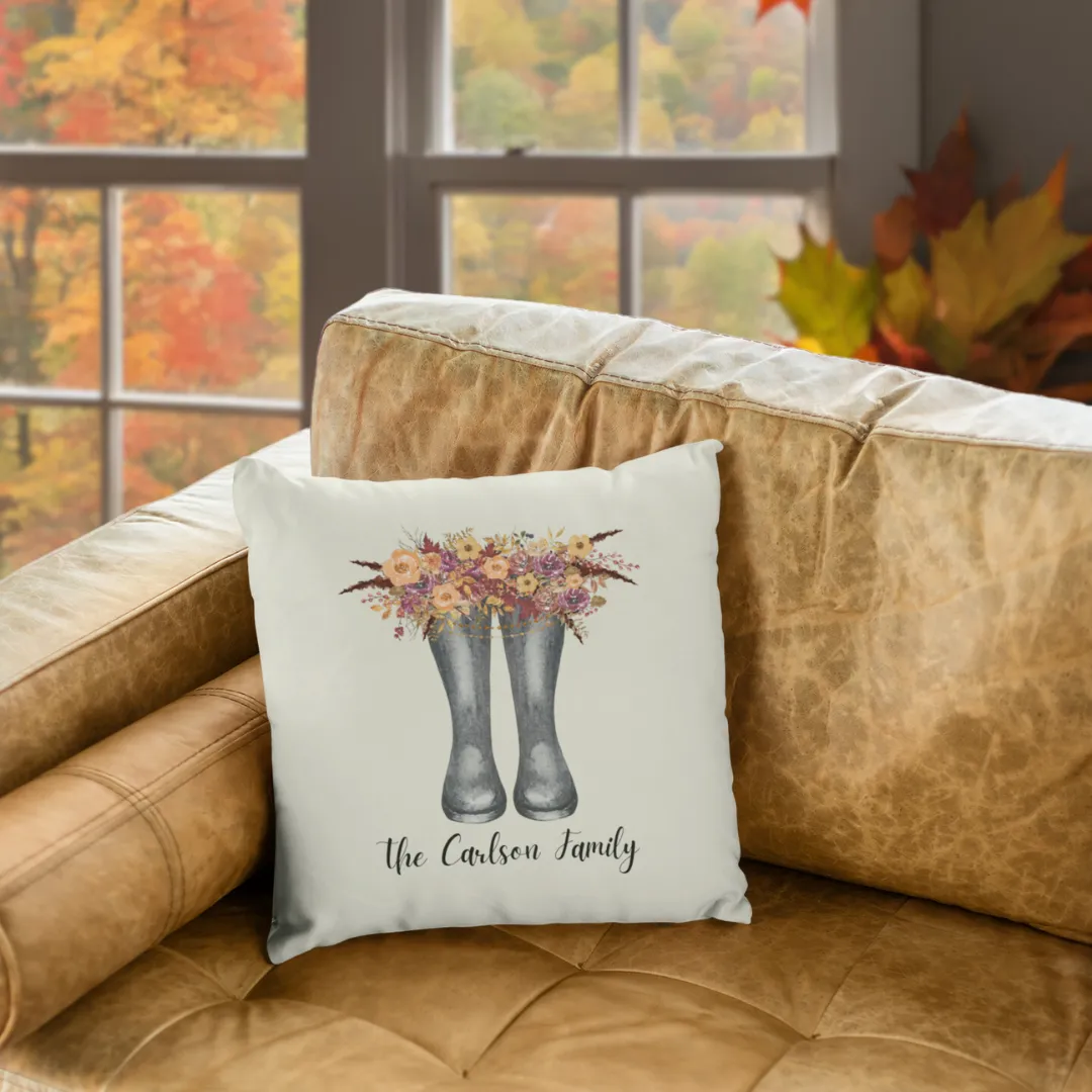 Personalized Fall Boots Pillow Cover