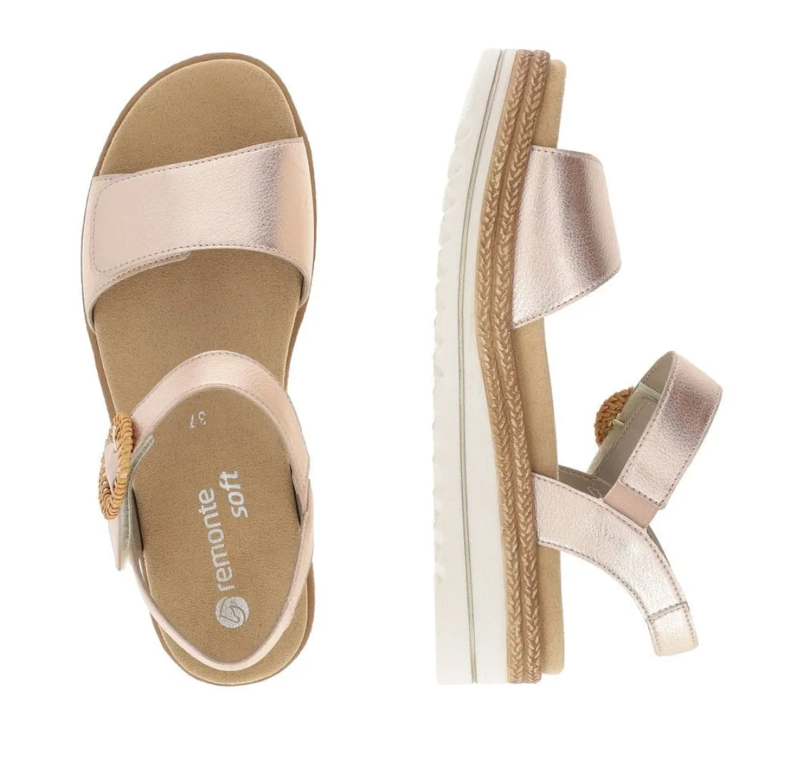 Remonte D0Q52-31 Bily Rose Gold Metallic Flatform Sandals