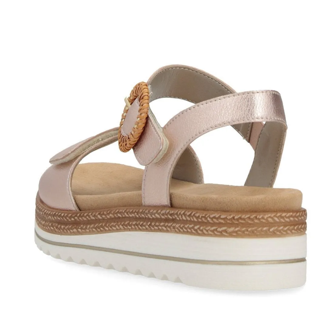 Remonte D0Q52-31 Bily Rose Gold Metallic Flatform Sandals