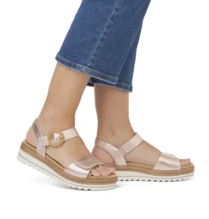 Remonte D0Q52-31 Bily Rose Gold Metallic Flatform Sandals