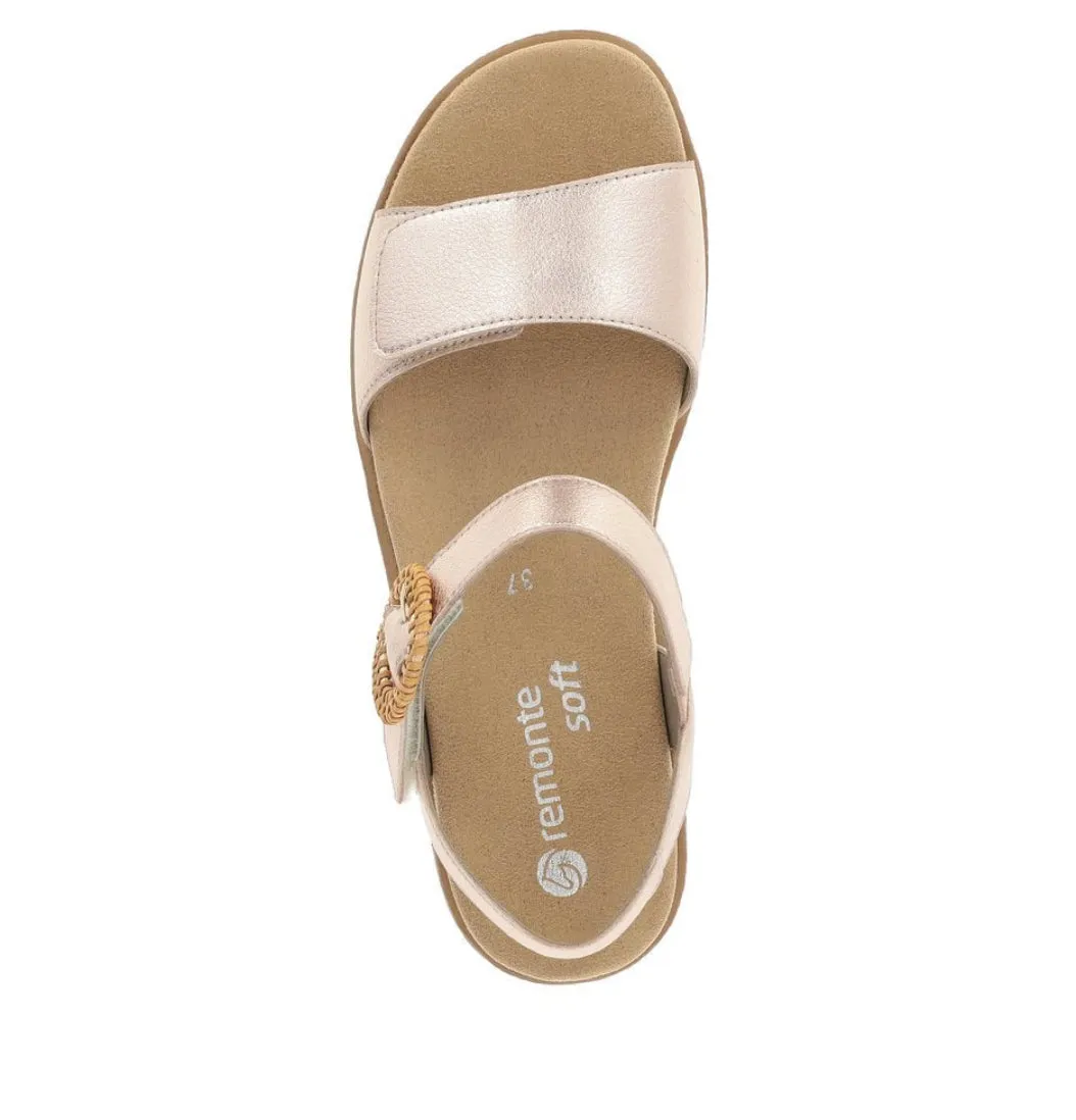 Remonte D0Q52-31 Bily Rose Gold Metallic Flatform Sandals