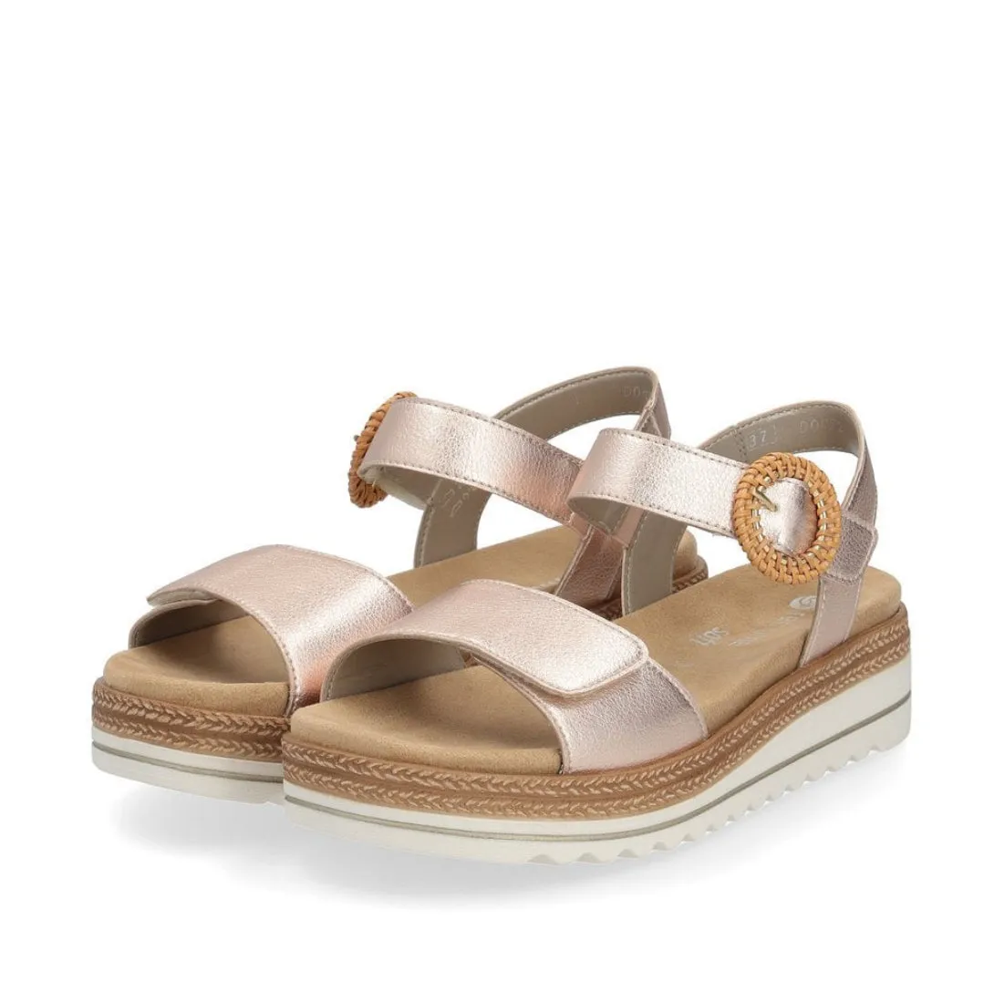 Remonte D0Q52-31 Bily Rose Gold Metallic Flatform Sandals