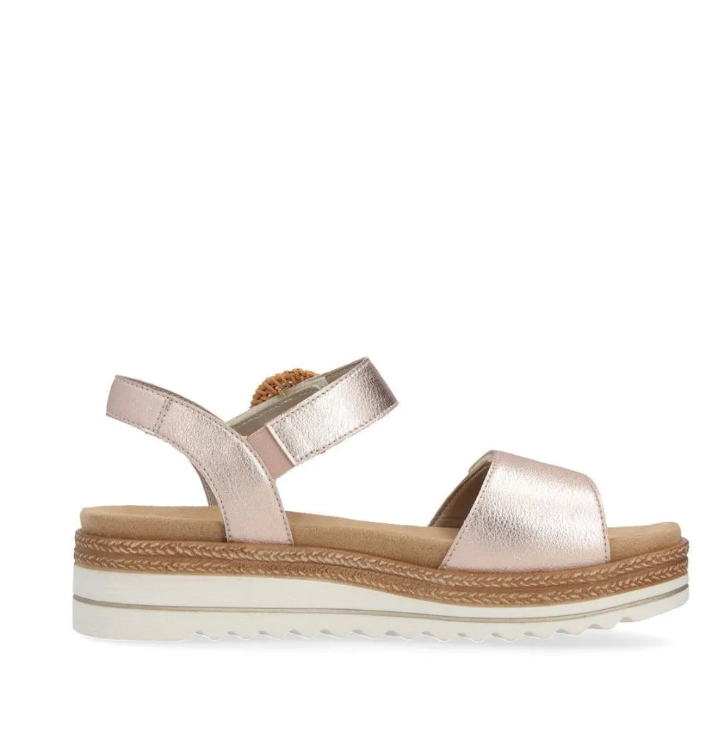 Remonte D0Q52-31 Bily Rose Gold Metallic Flatform Sandals