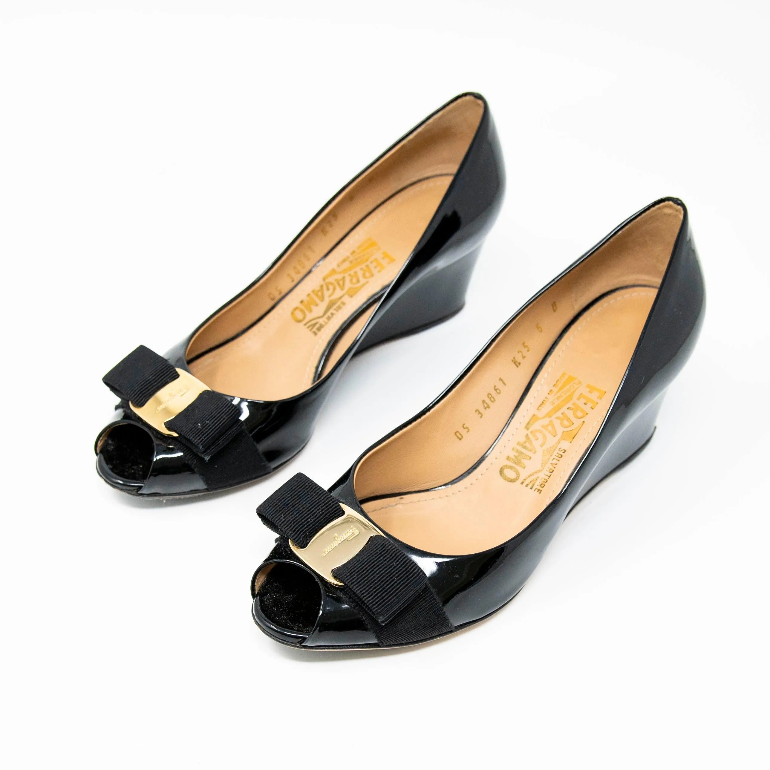 Salvatore Ferragamo Black Sissi Wedges 6