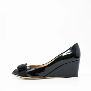 Salvatore Ferragamo Black Sissi Wedges 6