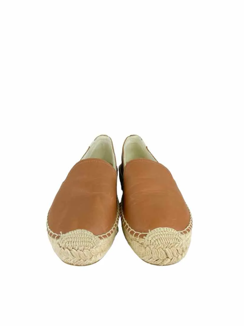 Soluldos Women's Seville Leather Espadrille Flats Cognac Size 9