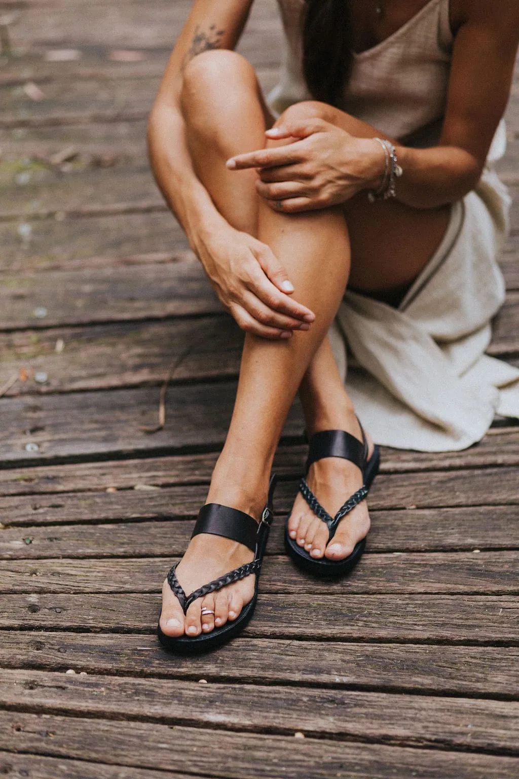 Tarifa Sandals - Black Leather