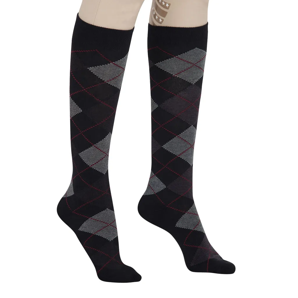 TuffRider Ladies Bamboo Argyle Knee Hi Socks