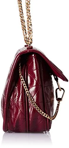 Van Heusen womens Satchel with Chain(Burgundy)