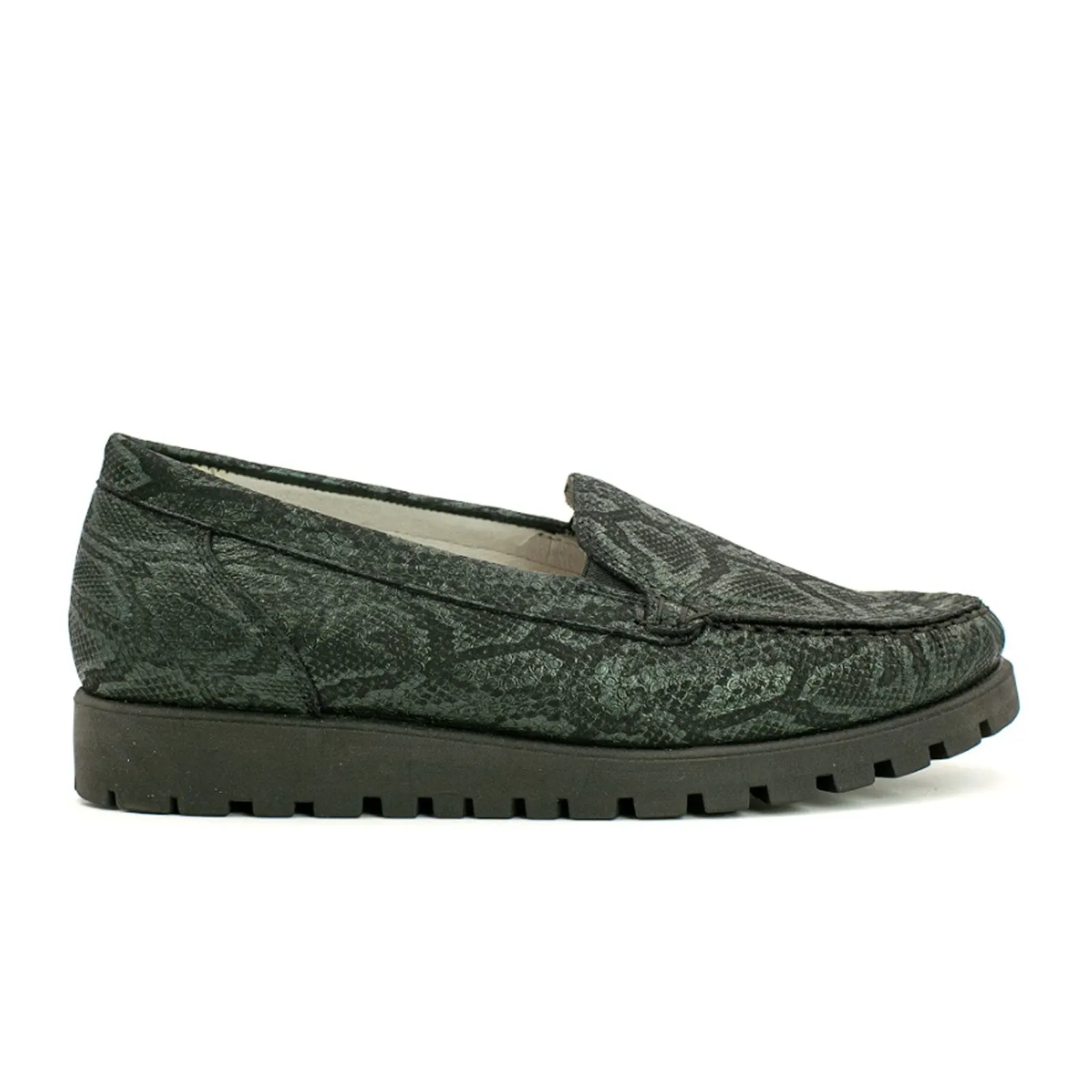 Waldlaufer Hegli 549001 Slip On Loafer (Women) - Dark Green Snake