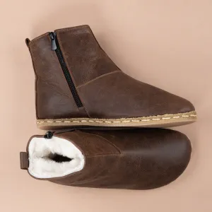 Women's Coffee Barefoot Boots with Fur