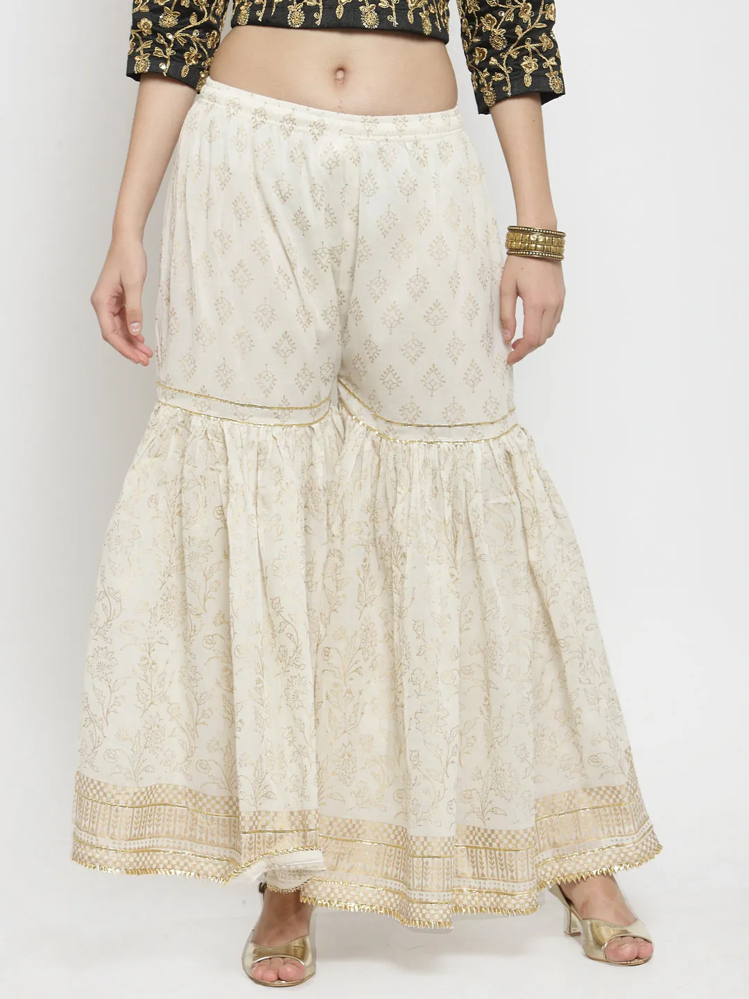 Women'S Off-White Printed Gharara