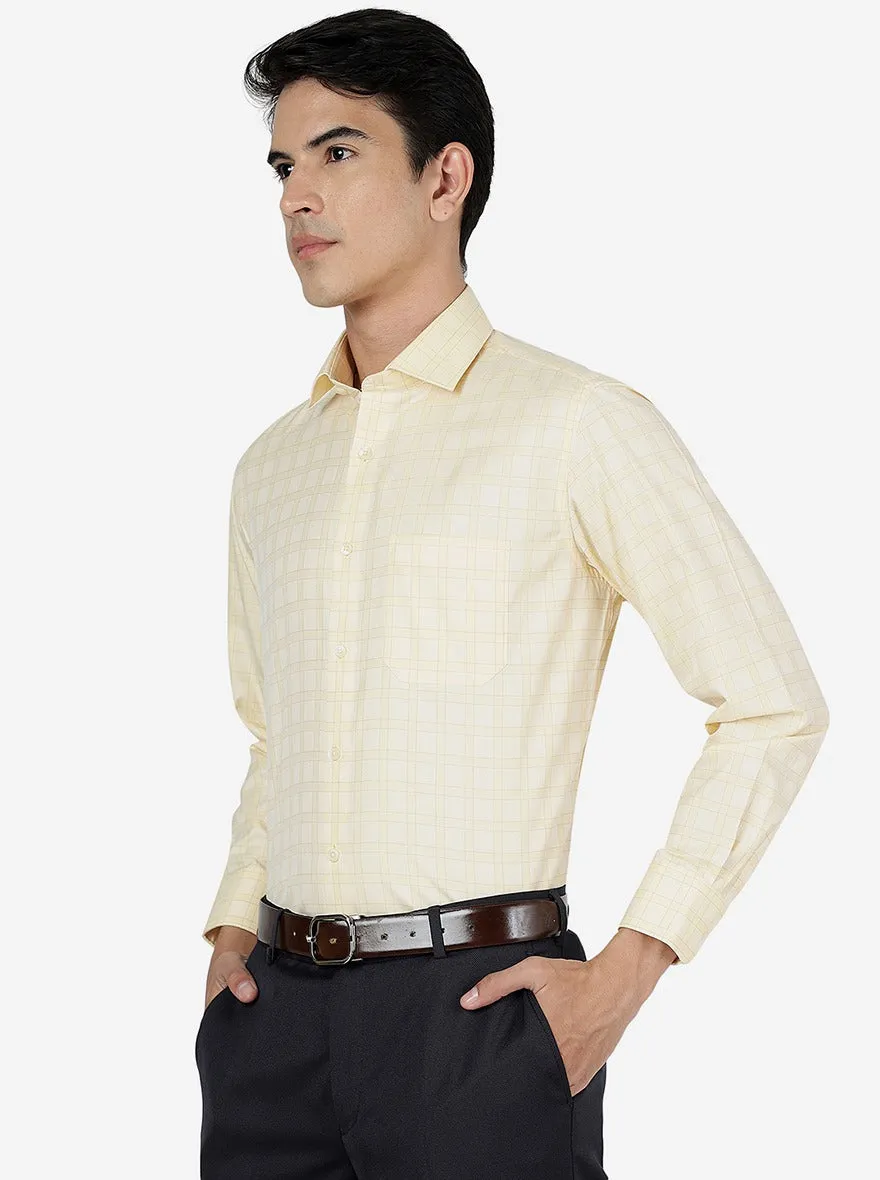 Yellow Checked Slim Fit Formal Shirt | Greenfibre